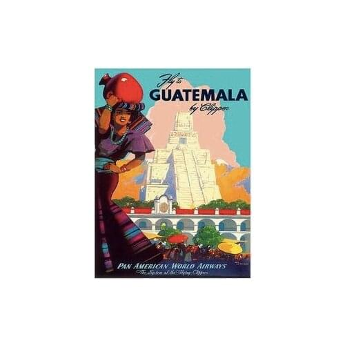 Fly to Guatemala Central Latin America Travel Tourism Classic Retro Vintage Poster Canvas DIY Wall Paper Home Decor Gift