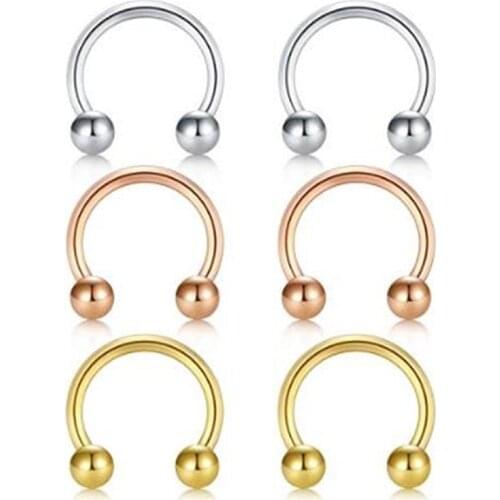 JFORYOU 14G 10mm 316L Surgical Steel Internally Threaded Circular Barbell Horseshoe Barbell Nose Septum Rings Hoop