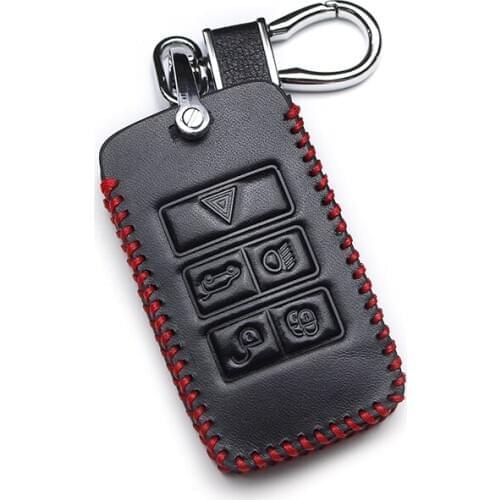 Leather Car Key Cover with Keychain For Jaguar XE XJ XJL XF C-X16 V12 Guitar F X TYPE E-Pace For Land Rover A9 Ranger Rover LR4