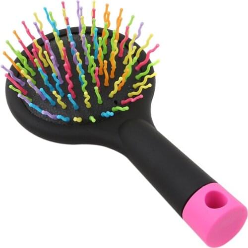 Round Hair Comb Mini Airbag Rainbow Comb With Mirror Massage Hair Brush Travel Hairbrush Makeup Comb 1PC