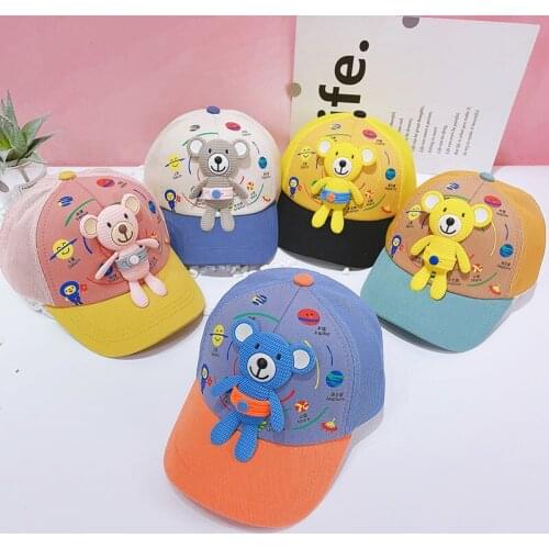 Summer Breathable Mesh Bear Pattern Children 's Baseball Cap Cartoon Children 's Sun Hat Unisex One Size