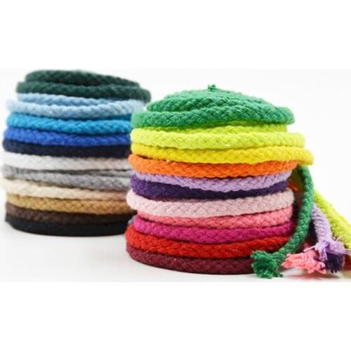 Lshangnn 5mm Diy accessories twisted round 100% cotton cord decoration rope Beige cotton rope hand woven drawstring rope 24color