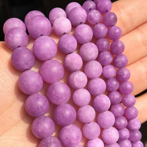 6 8 10mm Frosted Matte Purple Jades Stone Beads Natural Round Loose Spacer Beads For DIY Jewelry Making Bracelet Accessories