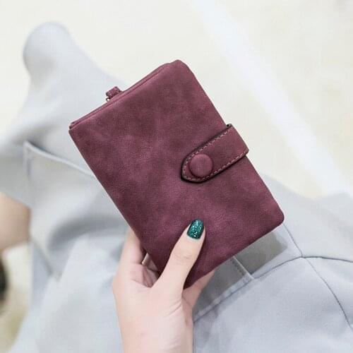 Matte Pure Color Lady Purses Short Student Small Fresh Cute Three-layer Multi-card Bit Wallet for Women