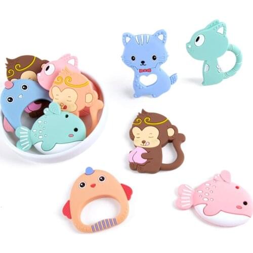 Cute Cartoon Animal Food Grade Silicone Baby Teethers Safe BPA Free Newborns Molar Toy Kids Rodent Training Chew Care Pendant