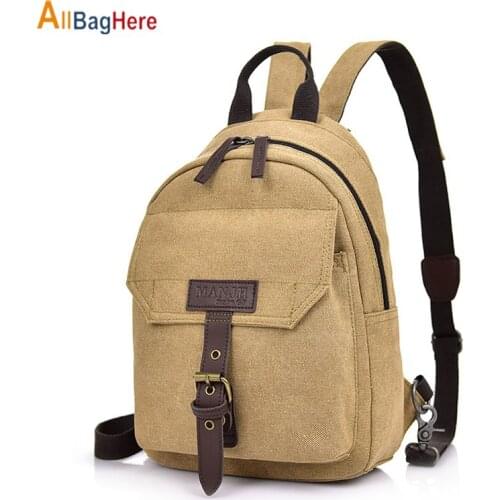 Multifunctional Canvas Small Vintage Backpack Men Casual School Backpacks For Teenager Ourdoor Sports Travel Shoulder Chest Bags