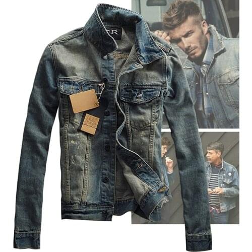 2021 Autumn New Motorcycle Denim Jacket Men Korea Trend Classic Vintage Blue Jean Jacket Fashion Lapel Single Breasted Outerwear