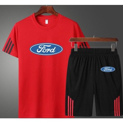 2021Casual Ford Car Logo printing Mens T-shirt Summer Cotton High Quality Mens short sleeve + shorts two-piece suit