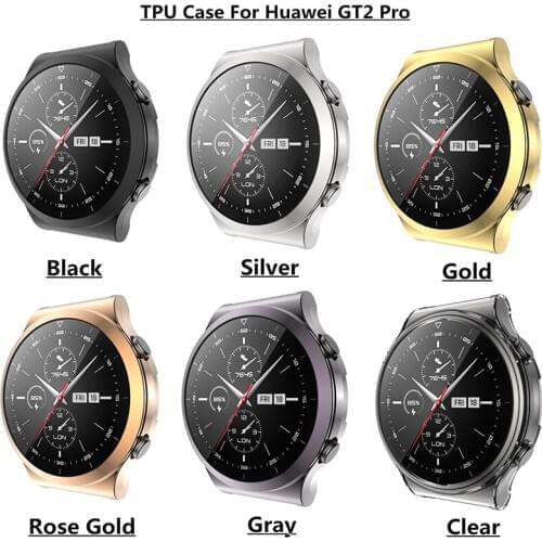 TPU Soft Full Screen Glass Protector Case Shell Edge Frame For Huawei Watch GT 2 Pro Strap Band GT2 pro Protective Bumper Cover
