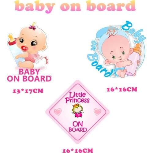 Car Styling Reflective Sticker Lovely Girl BABY ON BOARD Warning Mark Decal FF-B1468