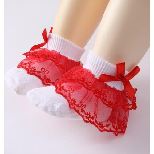 Newborn Socks 1 Pairs Baby Socks Childrens Socks Baby Lace Socks Childrens Girls Breathable Ruffled Cotton Socks 0-1Years Old