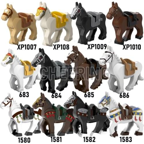 Educational Building Blocks Rome Knights Wars Blue Horse Action Figures Gift Toys For Children XP1007-1010
