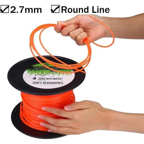 Orange Round Brushcutter Strimmer Trimmer Cord Line Wire 2.7mm For STIHL Heavy Duty Nylon Round Trimmer Mower Line