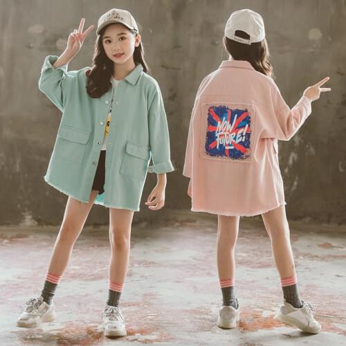 Girls' Autumn Jacket Denim Coat 2020 New Style Childrens Korean-Style Cardigan Big Kids Teenage Girls Jeans Coats Streetwear