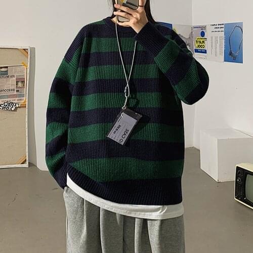 LEGIBLE Striped Men Sweaters 2020 Autumn Korean Style Mens Pullovers Harajuku Streetwear Male Clothing Couple Sweater