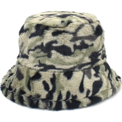 Fluffy Bucket Hat Women Panama Army Autumn Winter Warm Casual Holiday Outdoor Accessory For Young Lady