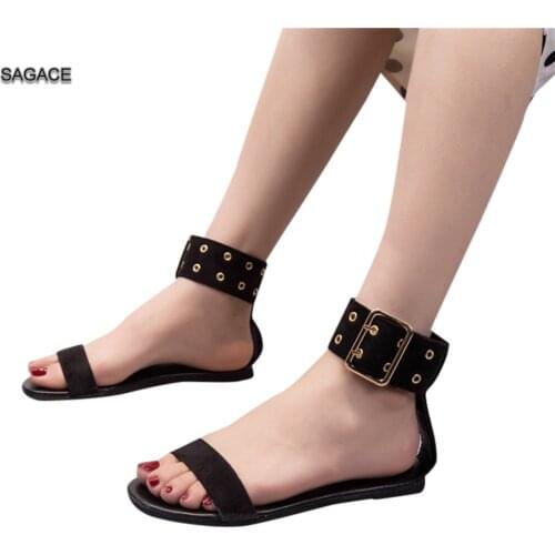 SAGACE Womens Bow Buckle Strap Open Toe Breathable Sandals Rome Shoes Sandals Summer Shoes 2020 Beach Vintage Sandalias Mujer