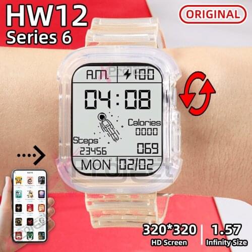Original Smartwatch Men HW12 Smart Watch encoder knob 1.57inch Fitness bracelet Blood Pressure Bluetooth call Womens Watches