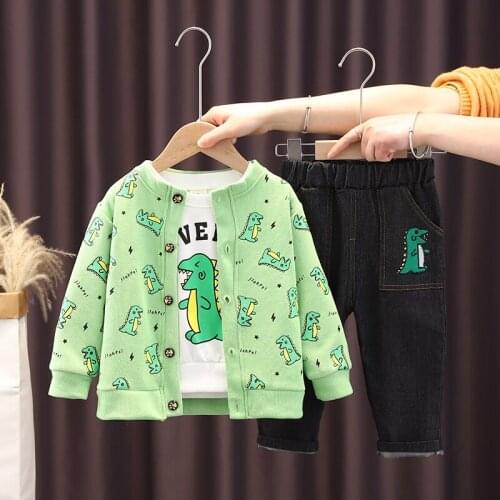 Sport Spring Children Boys Girls Cotton Clothing Sets Baby Hoodies Coat T-Shirt Pants Jeans 3Pcs/Sets Fashion Toddler Tracksuit