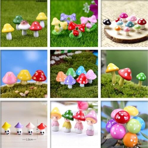 Vintage Mushrooms Miniature Craft Fairy Garden Garden Ornaments Red Mini Mushroom Bonsai Micro Landscaping Decor Accessories