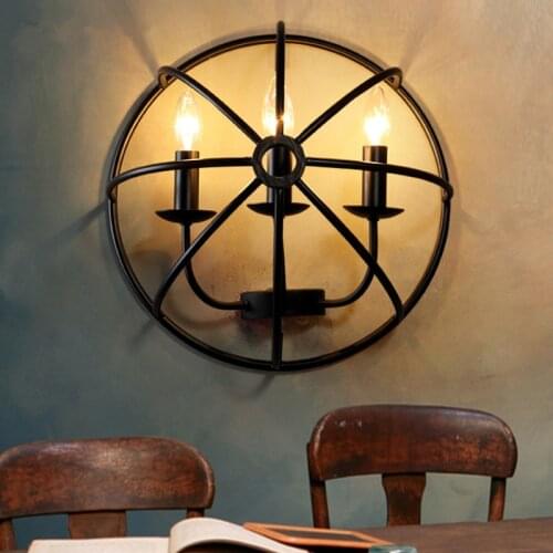Vintage Loft Led Wall Lamp Fixture Luminaire American Retro Wall Sconce Light Antique Industrial Home Decor Candle Lighting E14