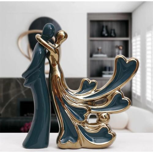 [VIP] Nordic ceramic couple Sculpture Love Kiss couple Statue Home decoration bedroom wine cabinet high-end wedding gifts