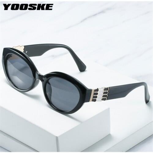 YOOSKE Brand Oval Sunglasses Men Vintage Cat Eye Sun Glasses for Women Luxury Designer Classic Black Eyewear Travel Style UV400