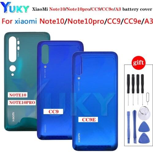 For Xiaomi Mi Note10 pro Battery Cover Rear Door Housing Case With glue cc9 cc9e mi9 back glass For xiaomi mi A3 battery cover