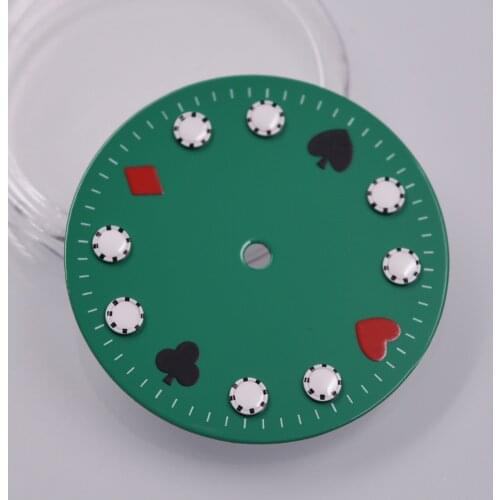 28.5MM Green Sterile watch dial FIT ETA2836 2824 miyota8205 8215 Movement luminous poker dial