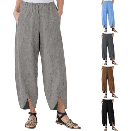 2021 Womens Pants Corduroy Wide Leg Pants Loose Pocket Straight Bifurcated Trousers Summer Oversize Korean Fashion pantalon