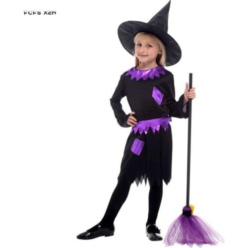 M-XL Halloween Witch Costume For Girls Kids Children Magician Sorceress Cosplay Purim Carnival Stage play Masquerade party dress