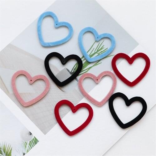 Winter style 40pcs/lot color flocking cartoon hearts shape resin beads diy jewelry earring/garment pendant accessory
