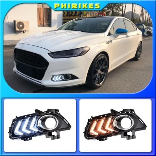 1set for Ford Mondeo Fusion 2013 2014 2015 2016 LED DRL Daytime Running Light Daylight With Turn Signal Lights