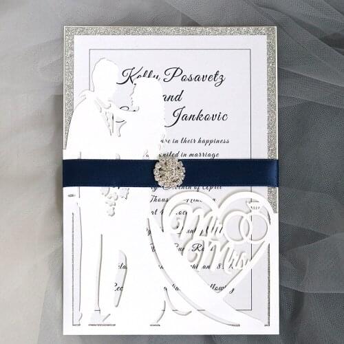 10 set Customize Laser Cut Wedding Invitations Card Bride and Groom Greeting Cards Mr & Mrs Envelopes Wedding Party Supplies