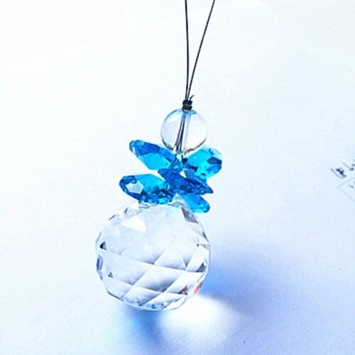 10pcs Aqua Crystal Diy Suncatcher Faceted Ball With Beads Pendants For Chandelier Parts, Christmas Tree Hanging Drop Decoratio