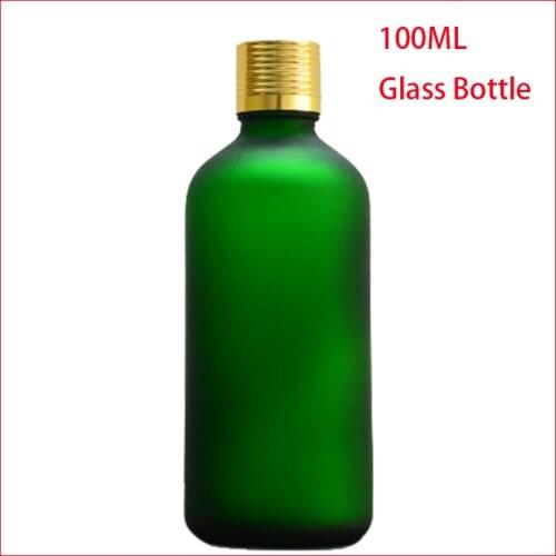 100ML Green Frosted Glass Essential oil Bottle With gold Screw Cap Womens Personal Skin Care Empty cosmetic container