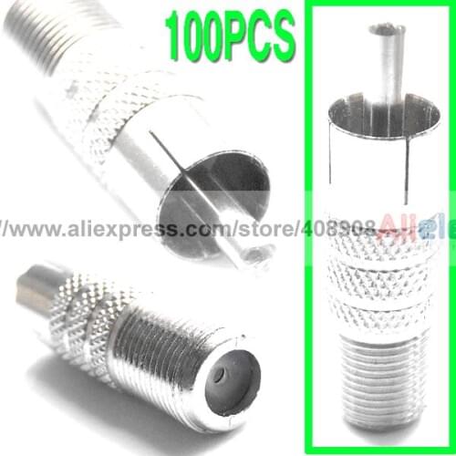 100pcs RCA Male to F Female Coax Cable CCTV TV Adapter