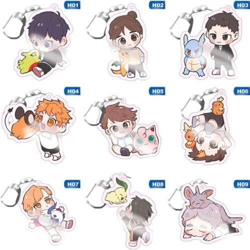 12 Constellation Haikyuu!! Anime Keychain Hinata Shoyo Kageyama Tobio Cosplay Acrylic Keychain Figure Keyring Charm Pendant Gift