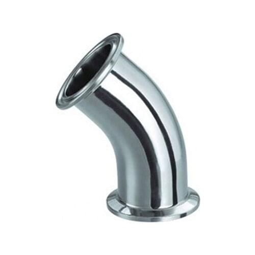 25mm 304 Stainless Steel Sanitary Ferrule 45 Degree Elbow Pipe Fitting Tri Clamp