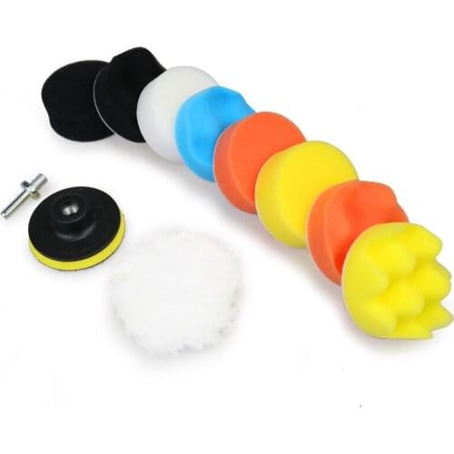 3inch Car Polishing Disc 11Pcs/Set Self-Adhesive Buffing Waxing Sponge Wool Wheel Polishing Pad For Car Polisher Drill Adapter
