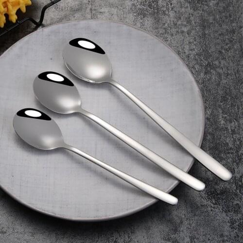 3Pcs 304 Stainless Steel Spoons With Long Handle Korean Soup Spoons Dinner Spoons Rice/Salad Tableware