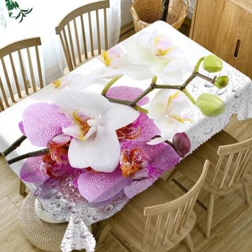 3D Tablecloth Flower Pattern Dustproof Dining Table White Magnolia Red Rose Wedding Holiday Polyester Table Cloth