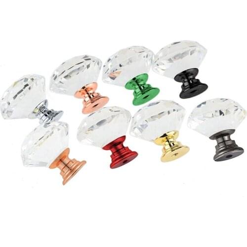5Pcs/10Pcs Lots 30MM European style crystal handle Drawer Cabinet door Closet handle Clear crystal glass Knob handle For Cabinet
