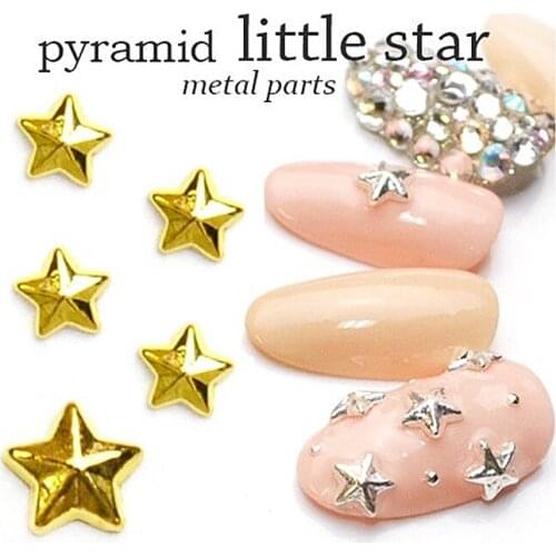 50pcs/pack Japan Korea Nail Art Alloy Little Star Gold Silver Metal Jewellry Accessories Collection for Women Nail DIY