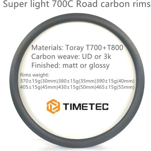 700c Bike Road Carbon Rims Super Light Disc Brake 28mm Width 30mm 35mm 40mm 45mm 50mm 55mm Profile Tubeless Cycling High Speed