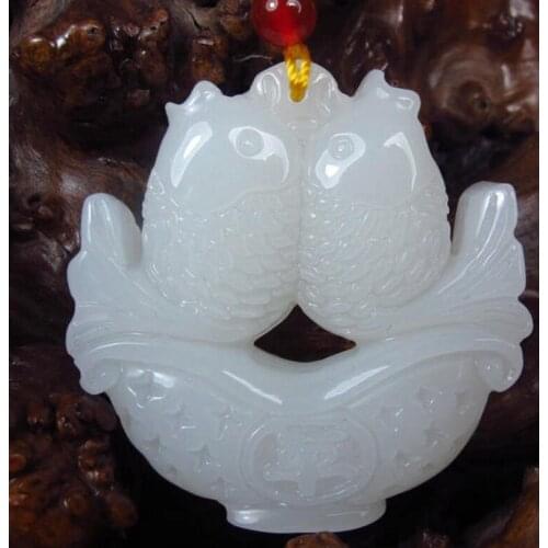 Afghan white pisces pendant pendant men and women good Pei pendant hand carving year with Yu Yu pendant necklace