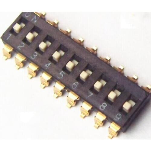 FREE SHIPPING 10PCSx China Quality KM-09 Black 9P SMT DIP Switch 2.54mm 9 Position IC Encoder Switch Slide Switch KM-09H