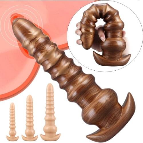 Amber Golden Flow Pattern Pagoda Big Anal Plug Long Dildo Butt Plug Prostate Massage Anus Vagina Expander Sex Toys For Men Women