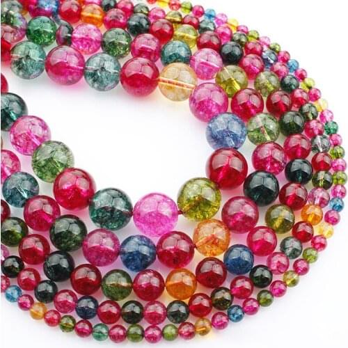 15"(38cm) Strand Round Natural Tourmaline Stone Rocks 4mm 6mm 8mm 10mm 12mm Gemstone Beads for Bracelet Jewelry Making