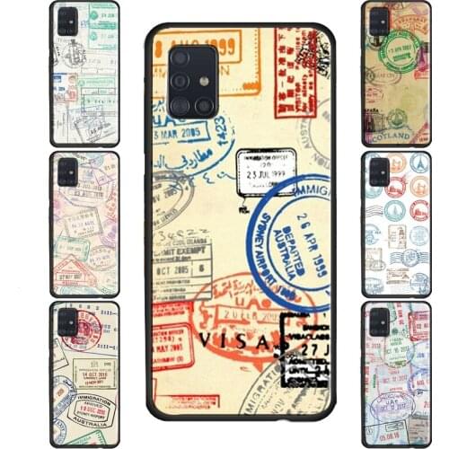Retro Post Card Passport Stamps Case For Samsung Galaxy S21 Ultra Note 20 S8 S9 S10 Plus S20 FE S10e Note 9 Note 10 Plus
